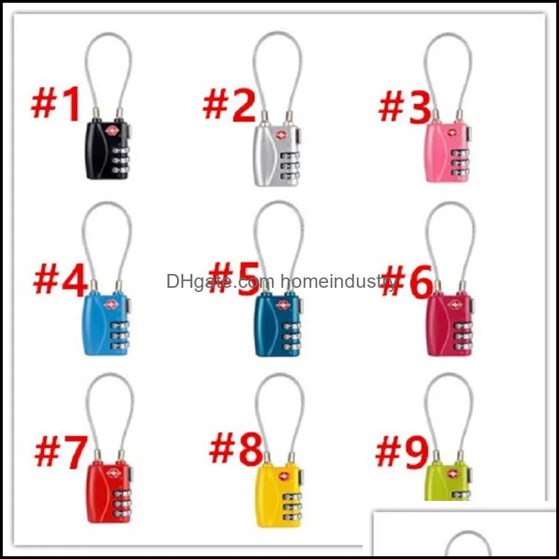tsa customs password lock backpack wire rope lock 9 colors carrying safety traveling mini bags small padlocks