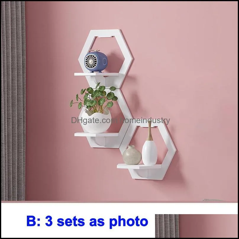 wall shelf storage holders & racks free punching wall-mounted tv background hanger bedroom balcony bedside wall flower pot stand decoracion