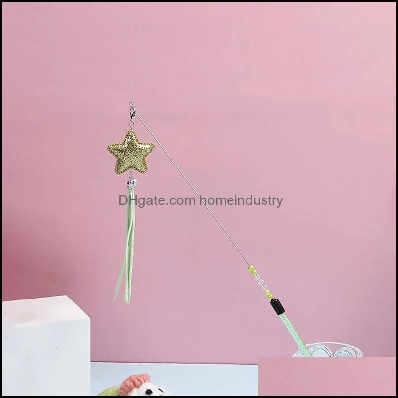 cat toys wand star tassel decorative kitten interactive bell long plastic stick pet for cats play