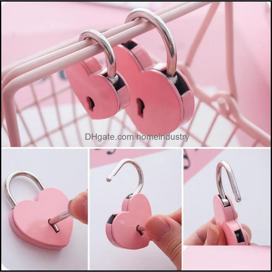 7 colors heart shaped concentric lock metal mulitcolor key padlock gym toolkit package door locks building supplies