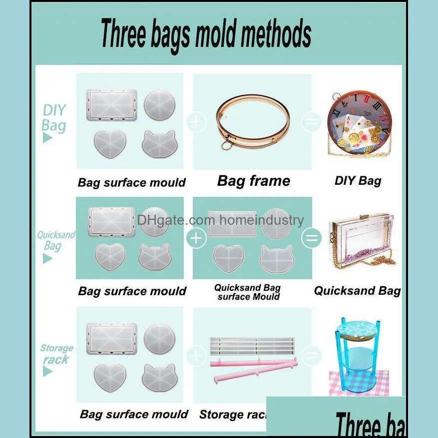 craft tools resin women bag silicone mold creative handmade chain making crystal epoxy mould diy shoulder bags suppliescraft