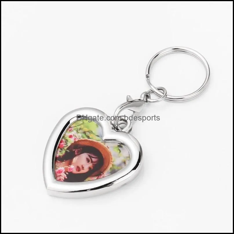 Heart Shape Keychains Sublimation Blank DIY Printing Metal Pendants Key Buckle Photo Frame Keys Ring Fashion Valentines Gifts 2 8mo N2