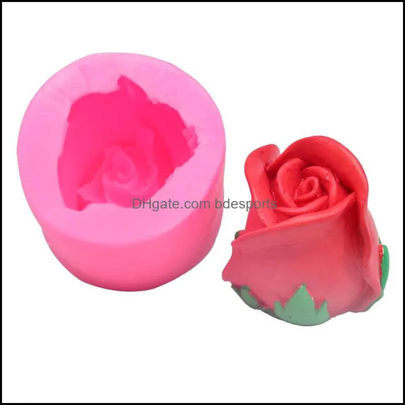 DIY Food Grade Silicone Mold Solid Color 3D Three Dimensional Rose Flower Modelling Cake Chocolates Moulds 6cka J2