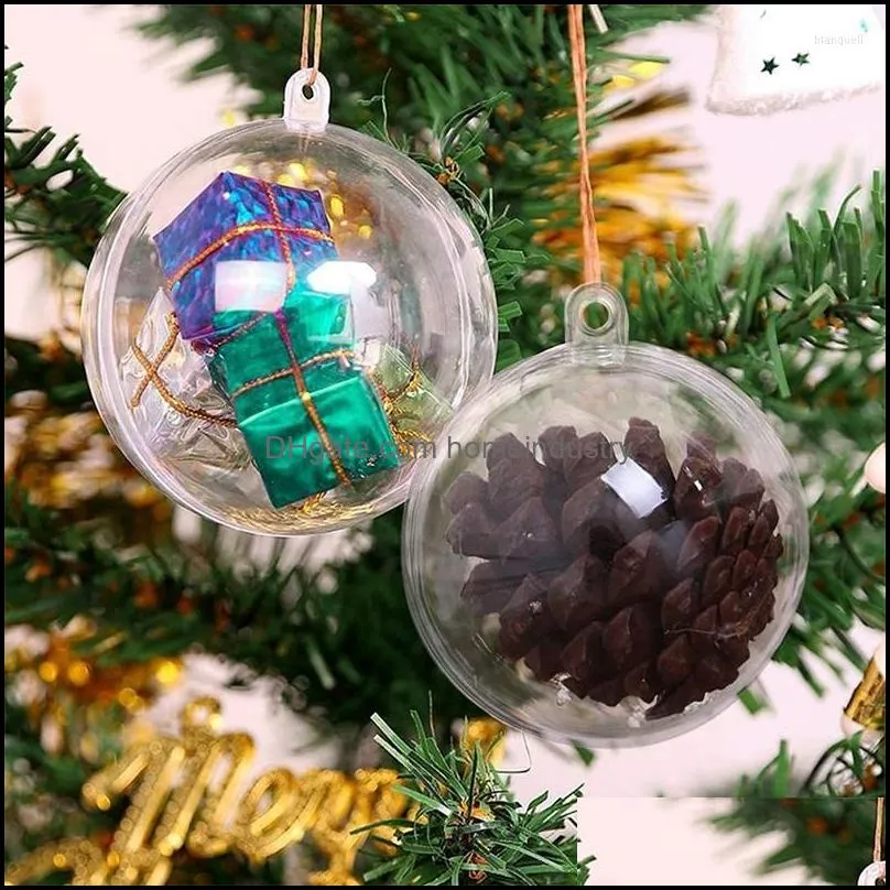 party decoration 10pcs 5/6/7/8 cm transparent balls open plastic clear bauble ornaments christmas tree hanging pendant for kids gift