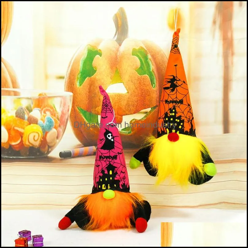 party decoration 1pc halloween gnome elf decorations led luminous home ornaments glowing children faceless doll witches and spiders