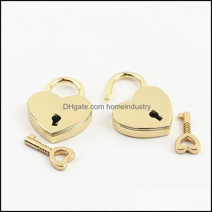 4 colors heart shape padlocks vintage hardware locks mini archaize keys lock with key travel handbag suitcase padlock dd358