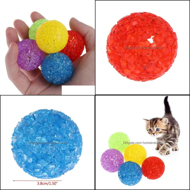 cat toys 5pcs/pack dog ball crystal style built-in bells fun interactive pet training chew toyscat