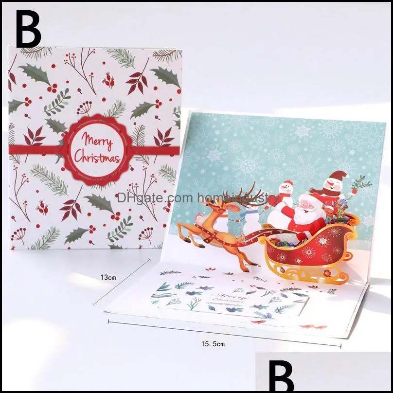 greeting cards merry christmas card 3d -up year party invitations postcards gifts decoration for girl kids wife husband