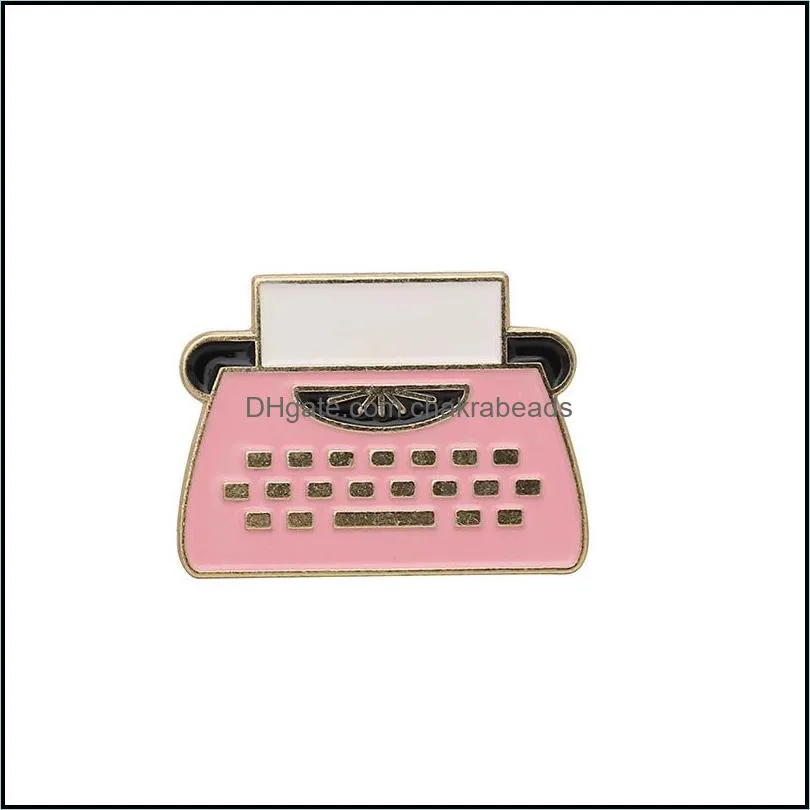 cd record typewriter brooches usb flash storage collar enamel lapel pin punk music  bag hat clothes badge jewelry accessories