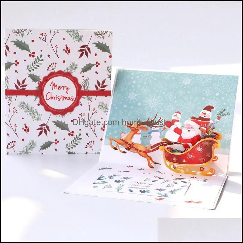 greeting cards merry christmas card 3d -up year party invitations postcards gifts decoration for girl kids wife husband