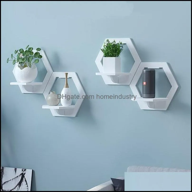 wall shelf storage holders & racks free punching wall-mounted tv background hanger bedroom balcony bedside wall flower pot stand decoracion