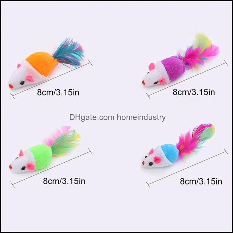 cat toys 4pcs faux feather toy mice plush small mouse interactive play teeth grinding pet kitten chewing supplies