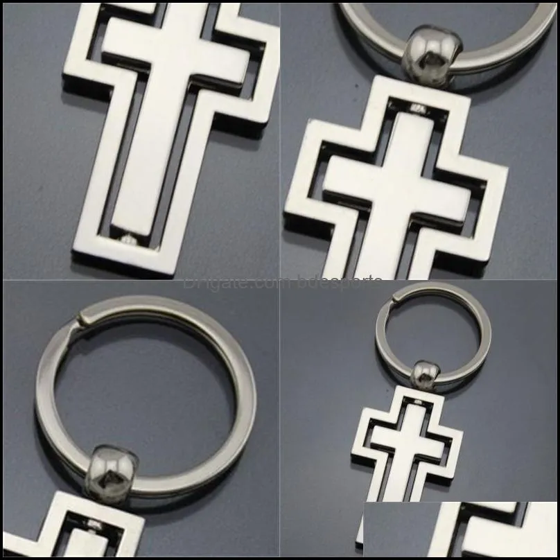 Metal Cross Pendant Keychains Alloy Keys Ring Church Wedding Gift Key Buckle Children Toys Wholesale 2 5kd H1