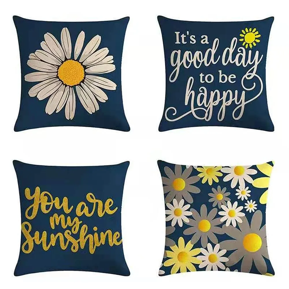 set of 4 spring pillow cover green trees printed outdoor linen pillowcase decorative cushion cover soft for sofa bed couch living room 18x18 inch 45x45cm