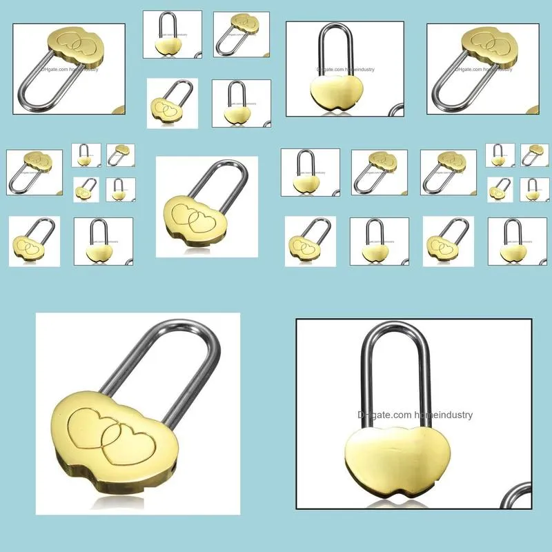 new padlock love lock engraved double heart valentines anniversary day gifts 100pcs/lot