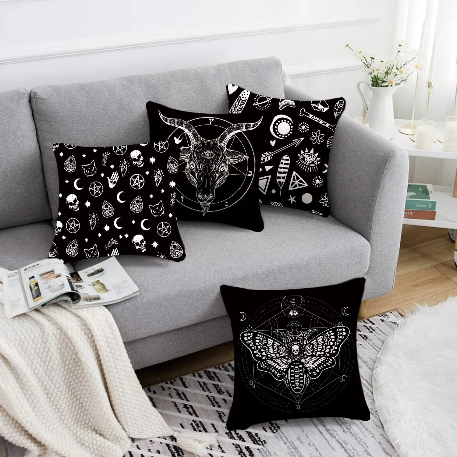 Pillow Case Decorative Ers Throw Ers18X18 Gothic Pillows For Couch Black Accent  Pillows Set Of 4 Cushion Er Sofa Living Room Sport1 Amgwe From 1,77 €