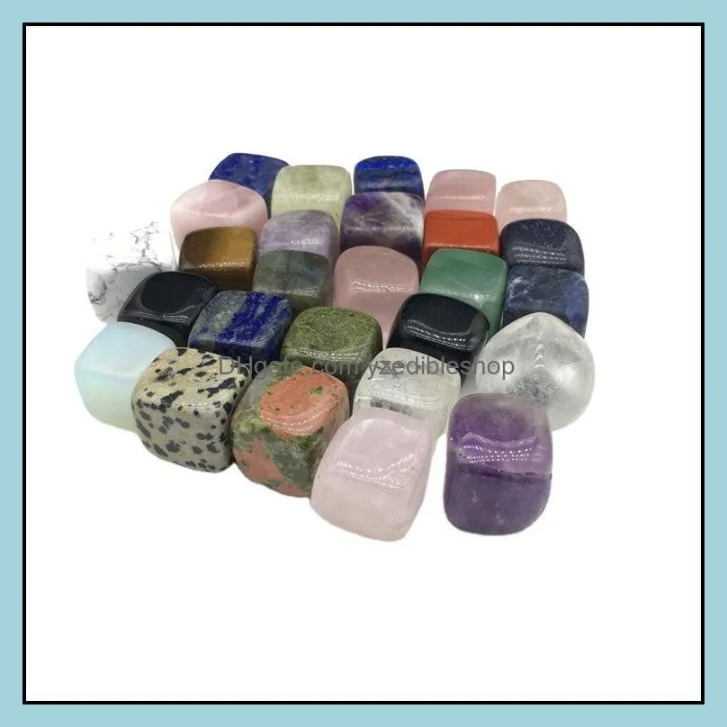 square gravel no hole loose beads seven chakras stones charms healing reiki rose quartz crystal cab for diy making crafts decorate jewelry