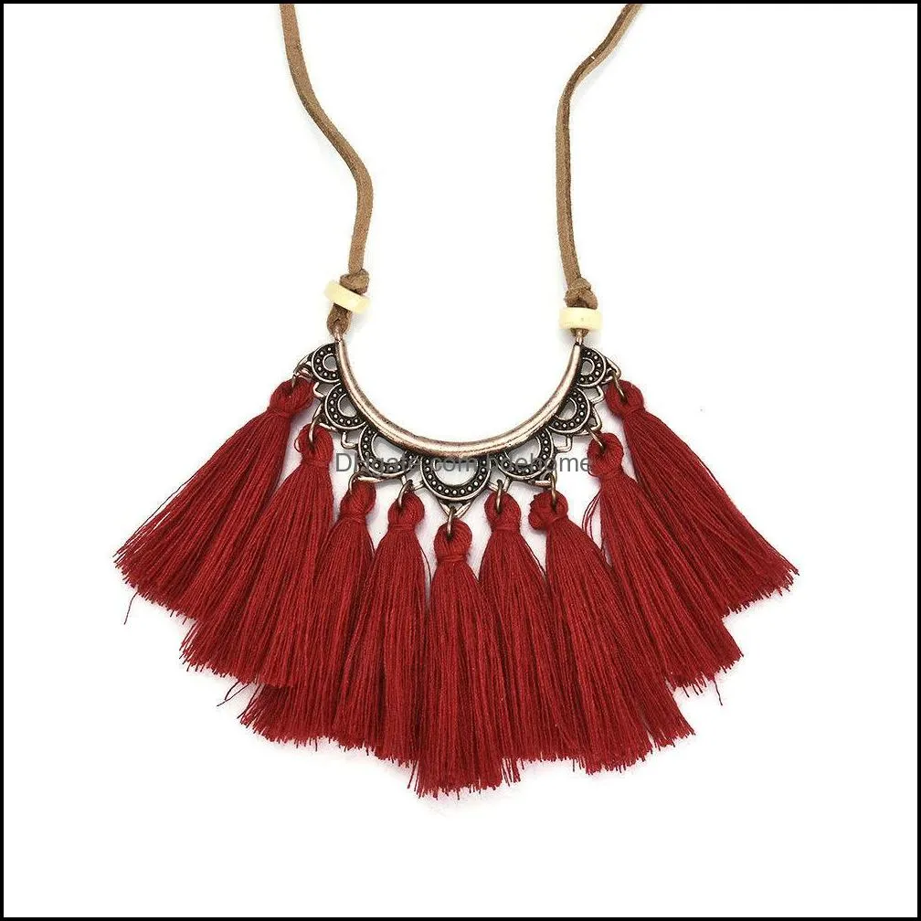 vintage cotton line ear tassel pendant necklace female fashion charm jewelry