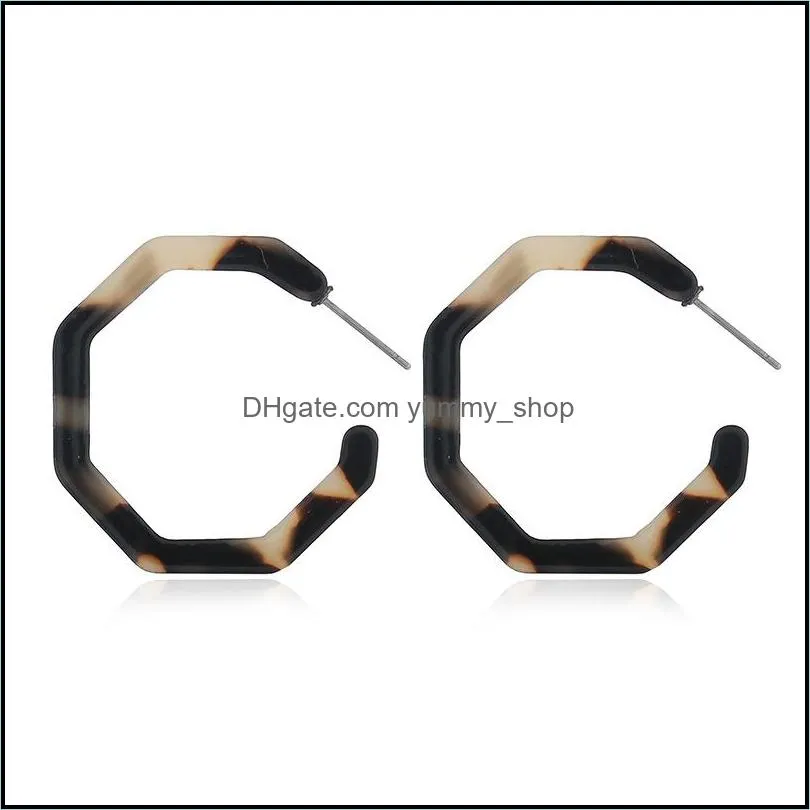 Acrylic Earrings Hoop Lightweight Resin Earrings Geometric Octagon Statement Stud Earrings Bohemian Fashion Jewelry