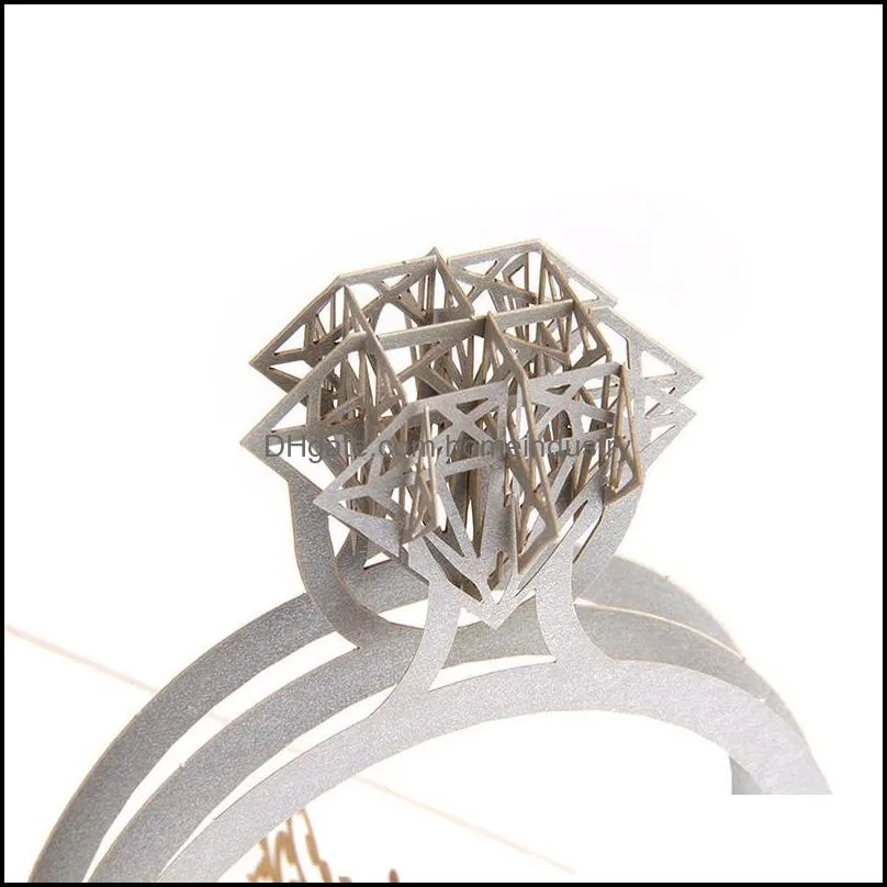 Greeting Cards Hollowed-out Diamond Ring 3d Popping Card With Envelope For Wedding