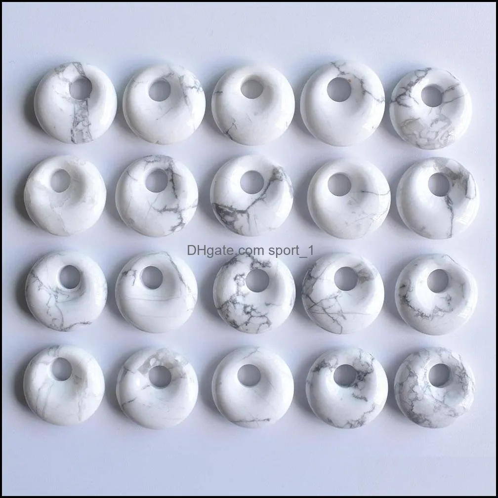 18mm Assorted Natural Stone Crystals Gogo Donut Charms Rose Quartz Pendants Beads for Jewelry Making Wholesale