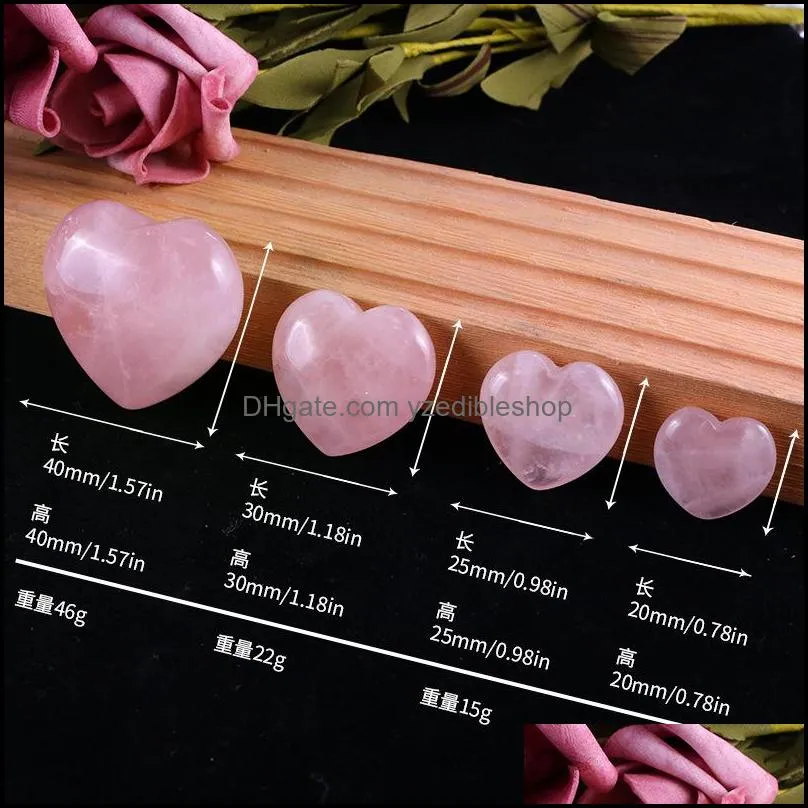 30mm no hole heart loose beads natural stones charms healing reiki rose quartz crystal cab for diy making crafts decorate jewelry