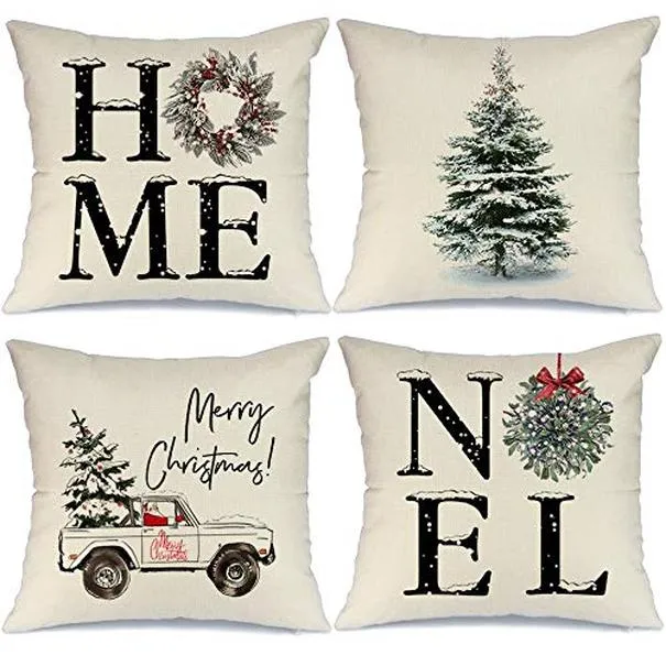 christmas pillow covers 18x18 inch set of 4 farmhouse christmas pillow covers christmas pillow cases for sofa couch christmas decorations throw pillow covers