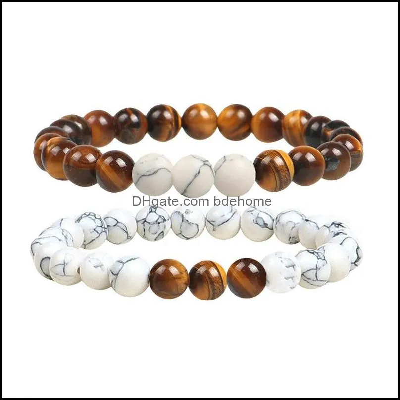2pcs men and women 8mm natural stone bead bracelet elastic yoga combination essential oil aromatherapy friendship bracelet
