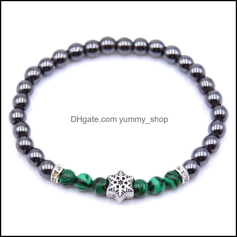 Xuebao alloy black gallstone natural gemstone bead bracelet 6mm manual elastic unisex jewelry magnetic therapy