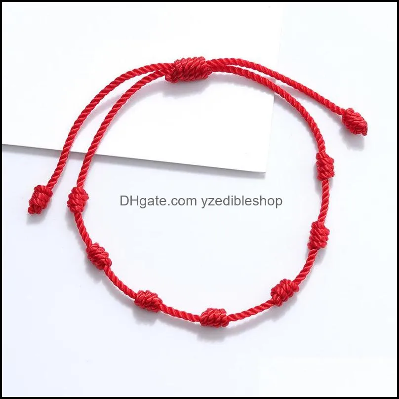 7 knots red string bracelet protection good luck amulet for success prosperity handmade rope bracelets lucky charm bangles gift