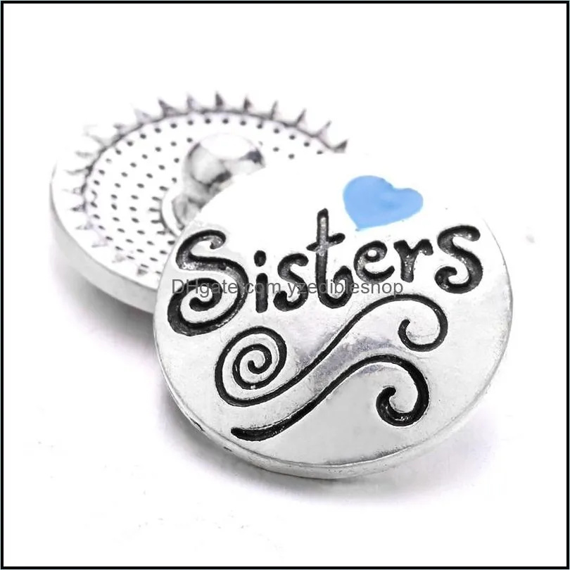 vintage snap button sisters friendship charms women jewelry findings painting heart 18mm metal snaps buttons diy bracelet jewellery