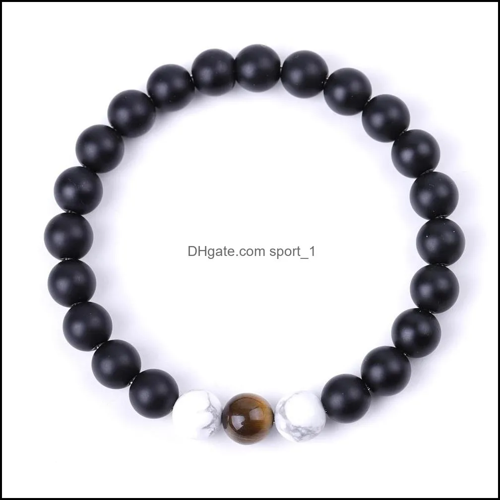 Lover 8mm Stone Beads Bracelet Women Men Bangle Beaded Hand Strings Couple