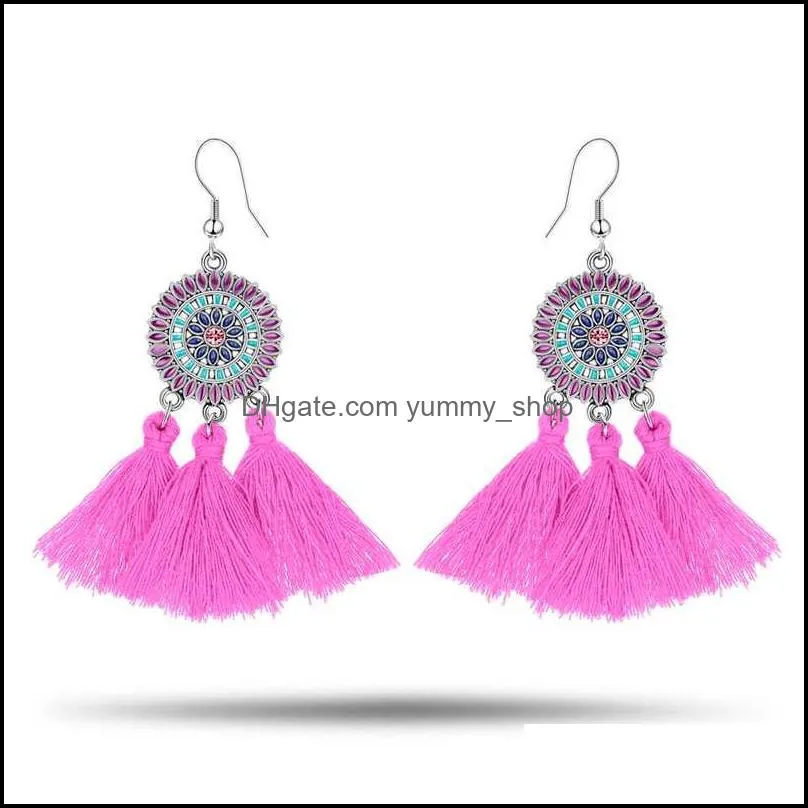 Modest chic tassel long flowing bohemian fringed retro pendant earrings female earrings