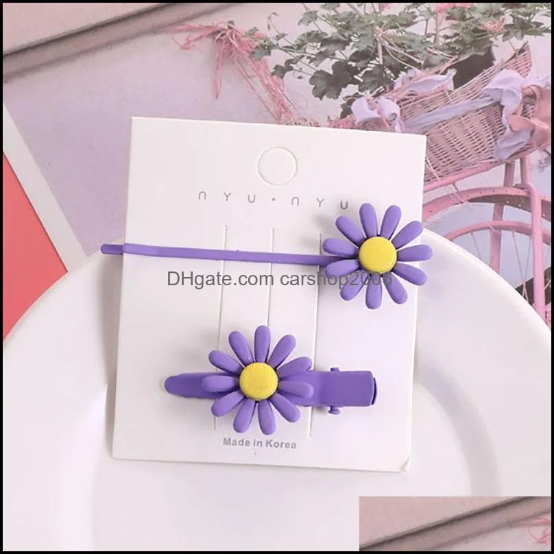 new arrival 2pcs/set cute hair clip for women girl fashion barrette hairpins accessories korean hair clip colorful small daisy hairpin