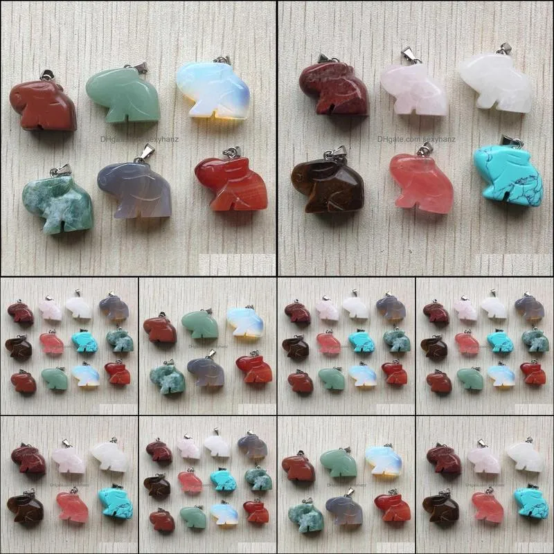 Carved animal rabbit Assorted Natural stone charms Crystal pendants for necklace accessories jewelry making