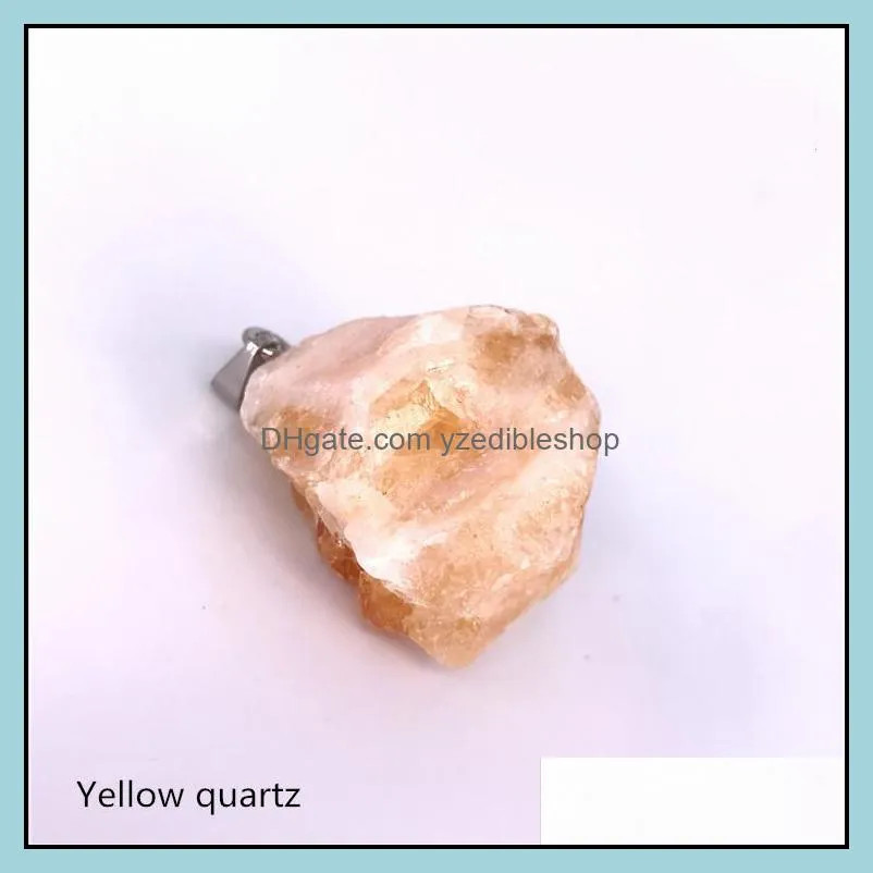 top square natural irregular shape gemstone rose quartz healing crystal stone pendant unisex necklace