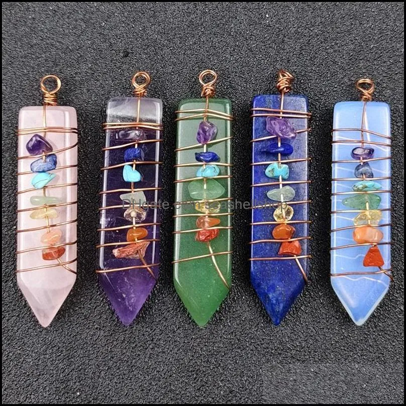 arrowhead chakra reiki healing pendulums charms natural stones pendant amulet crystal meditation hexagonal pendulum for men women jewelry