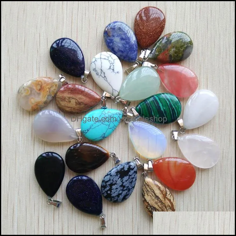 assorted mixed flat water drop shape charms teardrop crystal pendants for necklace accessories jewelry making