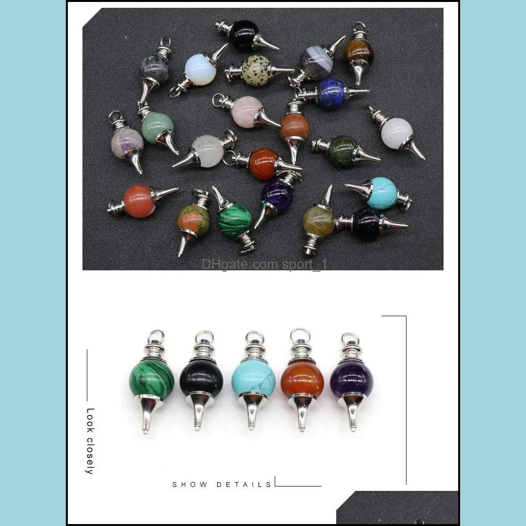 Reiki Healing Assorted dowsing pendulum circular Cone charms Crystal pendants for necklace accessories jewelry making