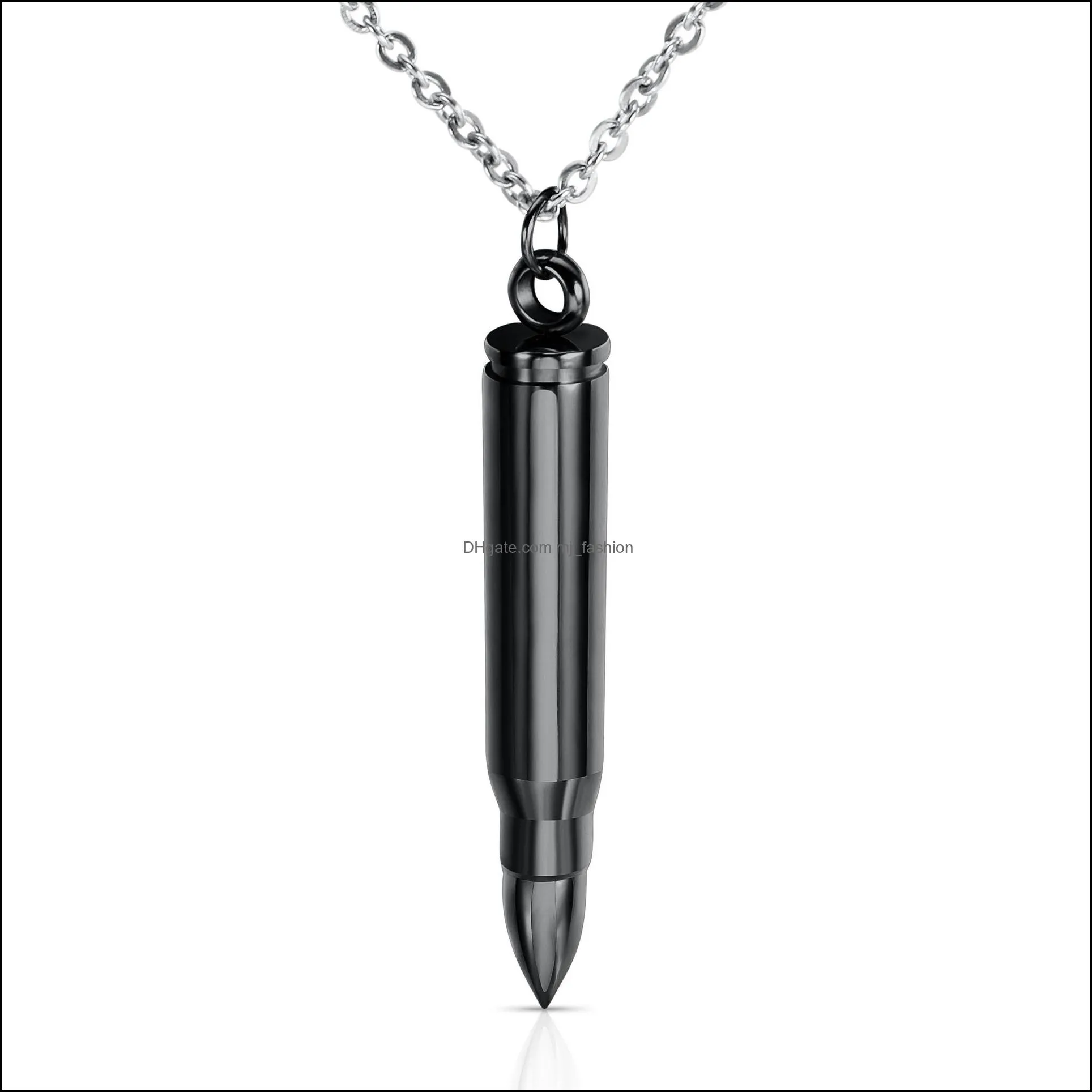 creative bullet pendant necklace for men personalized custom stainless steel bullets charm choker necklaces buyer own engraving jewelry