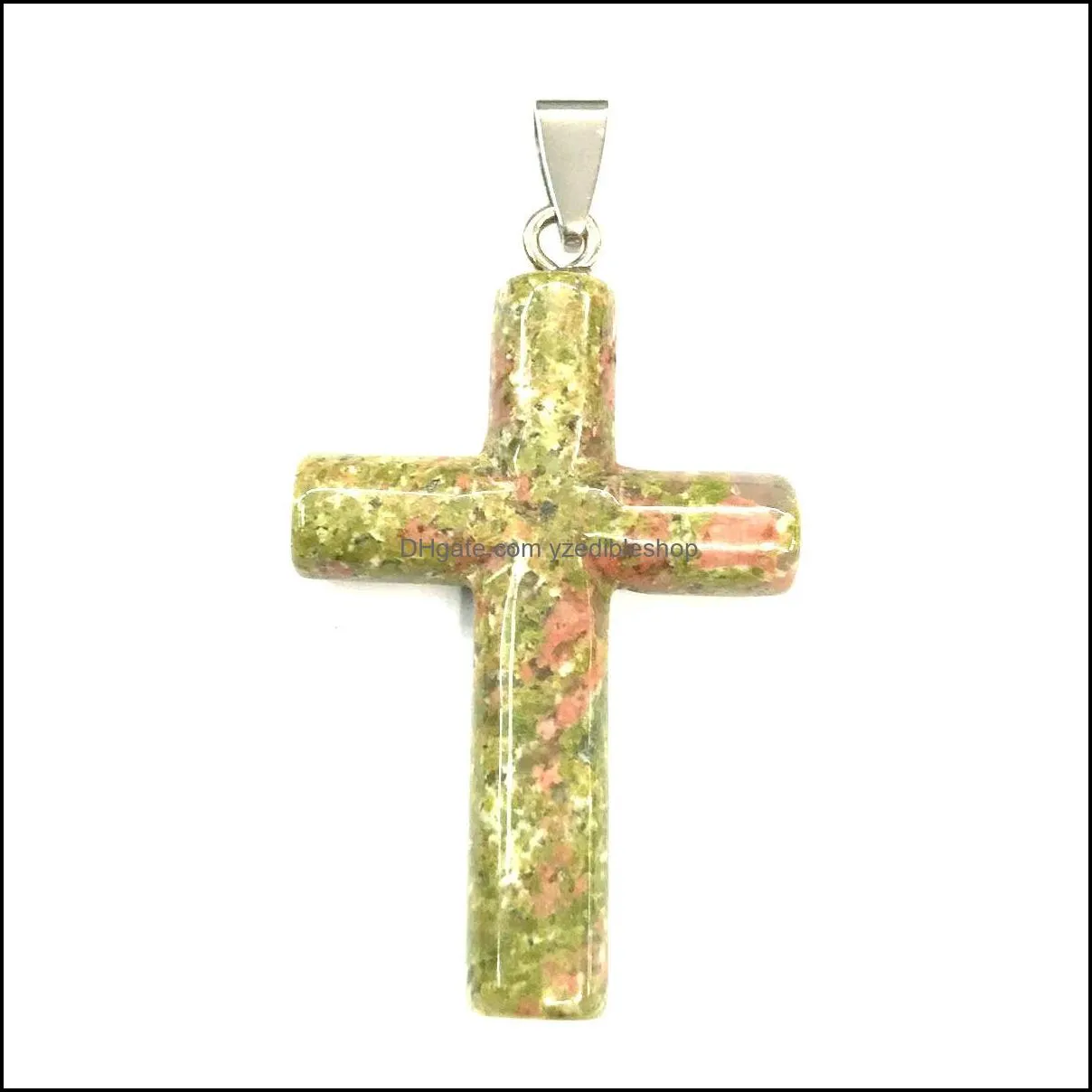 40x28mm natural crystal stone cross charms pendants for necklace jewelry making