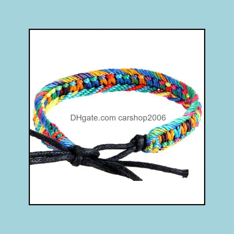 wholesale handmade ethnic style wristband retro rainbow rope woven bracelets for women unique friendship bracelets gift