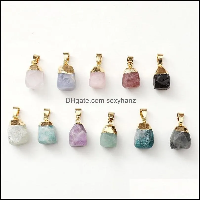 Gold Plating Edged birthstone Healing Crystal Energy Druzy Quartz Pendant Necklaces Fashion Women Men Jewelry Wholesale