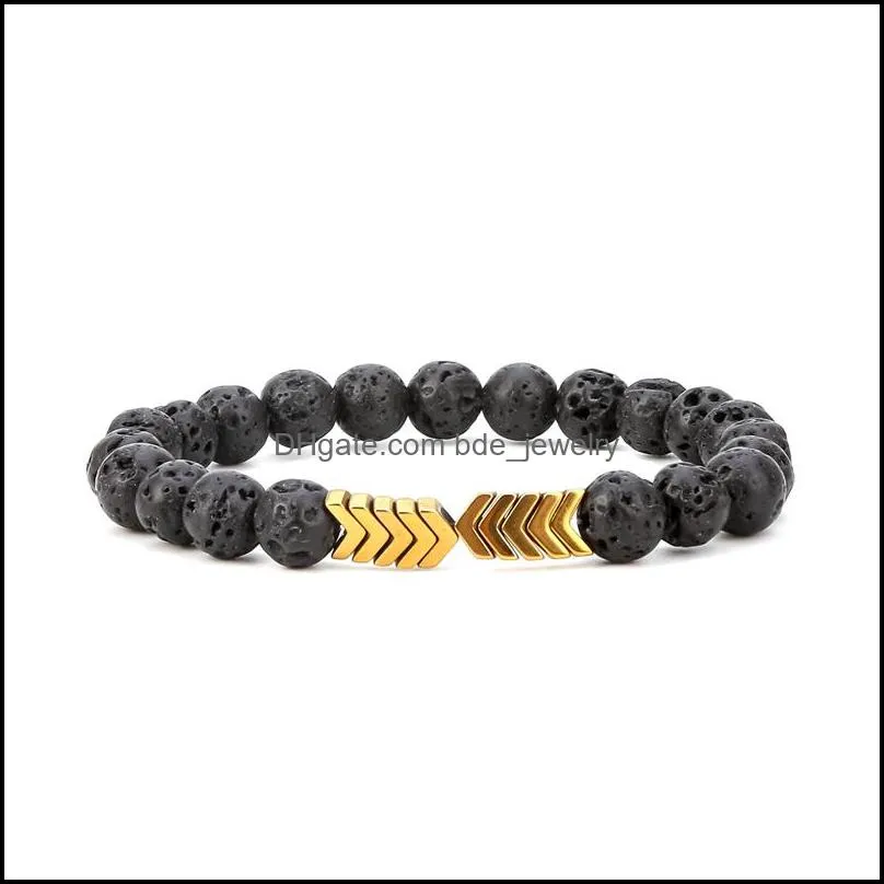 male and female volcanic stone 8 mm lava rock beads arrow bracelet  oil scattered beads men and women bracelet