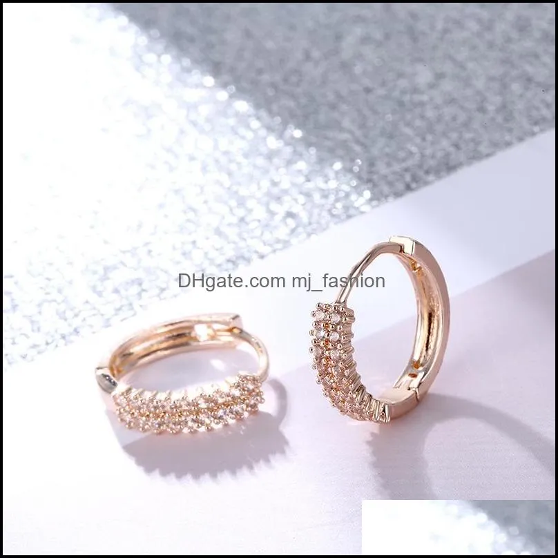 designer zircon gold silver earring double row cubic zirconia huggie hoop cartilage earrings for women simple bohemian wedding party