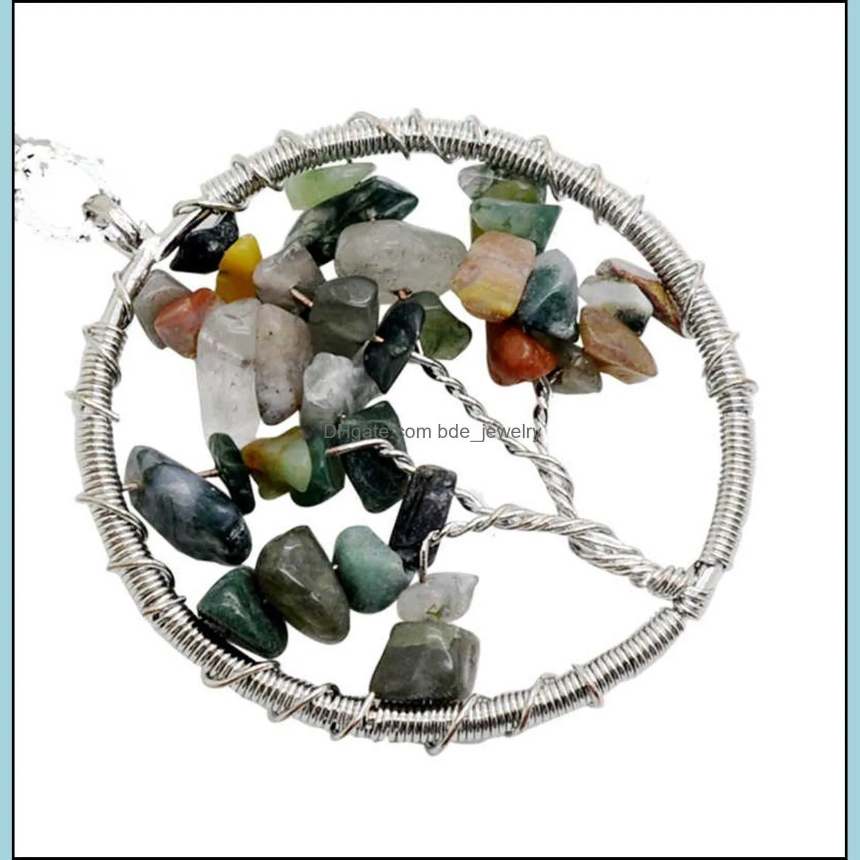 2018 natural stone gravel round shape gemstone jewelry chip stone beads semi precious stone crystal keychain pendents necklace for