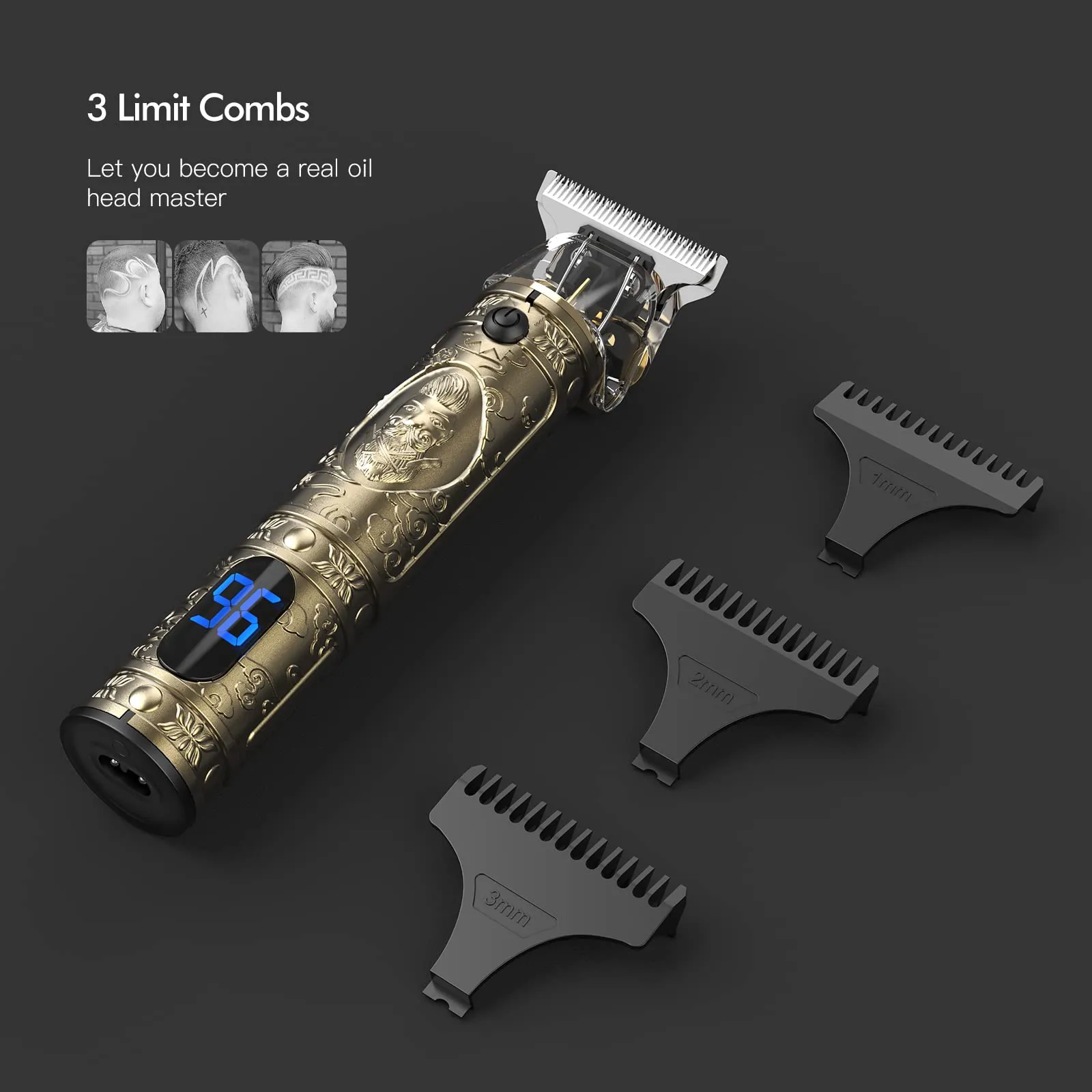 hair trimmer for men beard trimmer zero gapped for barber cordless lcd display beard trimmer rechargeable include clipper oil