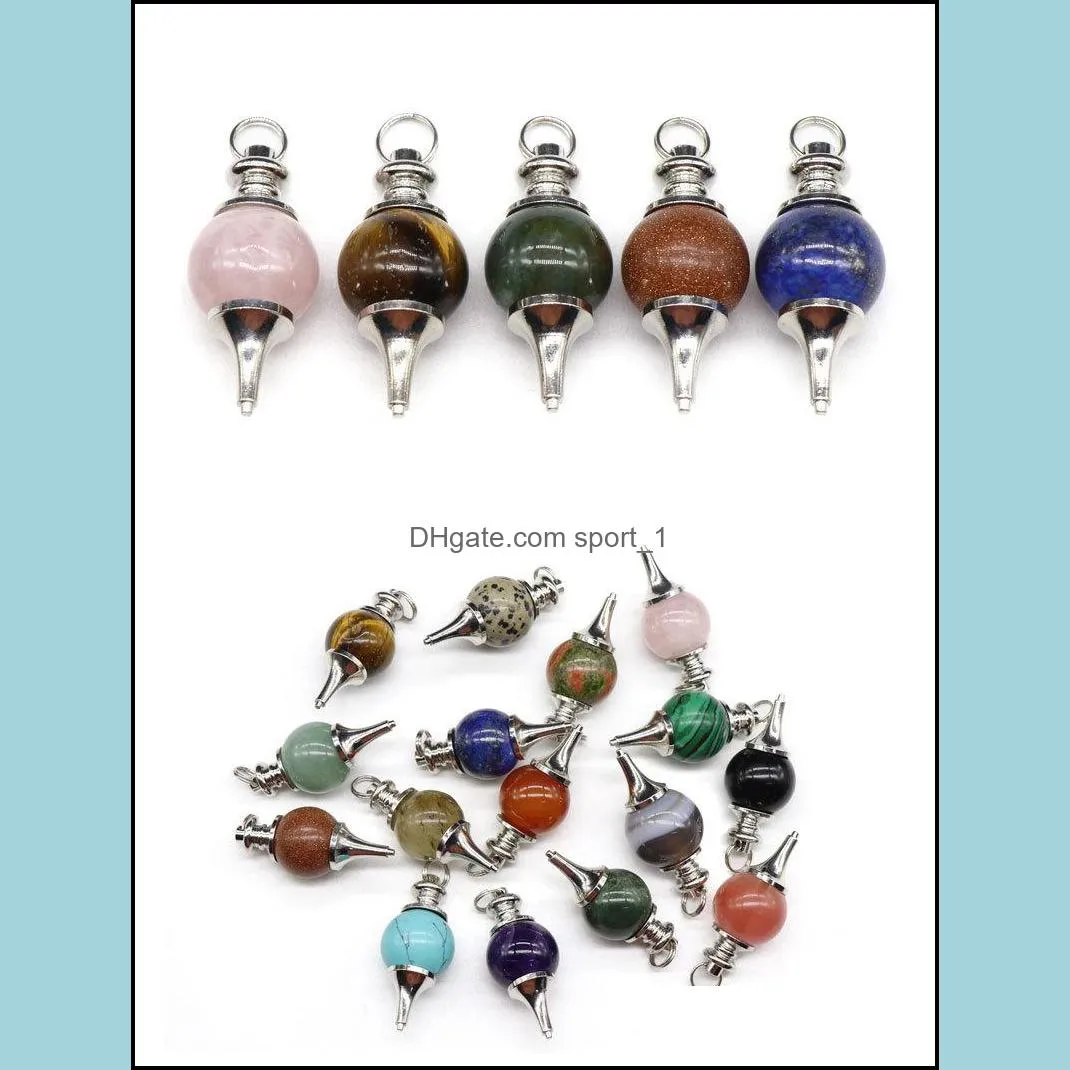 Reiki Healing Assorted dowsing pendulum circular Cone charms Crystal pendants for necklace accessories jewelry making