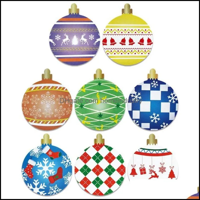 Greeting Cards 500pcs Merry Christmas Stickers Labels Roll 8 Designs Xmas Decorative Envelope Seals For Gift Envelopes Dropship