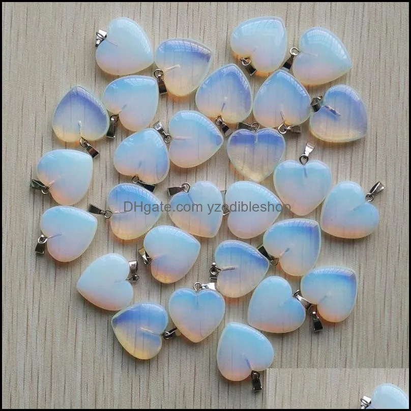 20mm assorted heart natural stone charms pendants for necklace jewelry making